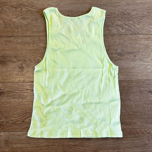 NWT Daydreamer LA Women's Ribbed Tank Top Acid Yellow Size Large - Picture 5 of 8